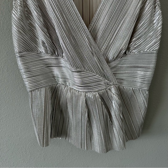 Express Silver V-Neck Tank Top Size Medium EUC - Picture 5 of 10